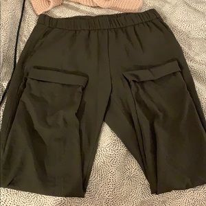 Dark green satin-esque joggers